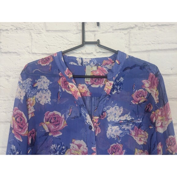 Kut From The Kloth Jasmine Blouse Purple Sheer Button Front Long Sleeve Med - Picture 7 of 8